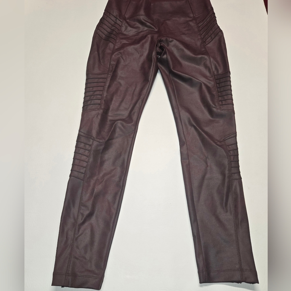 Athleta Leggings Women's Delancey Gleam Moto Tight Burgundy Red Size M